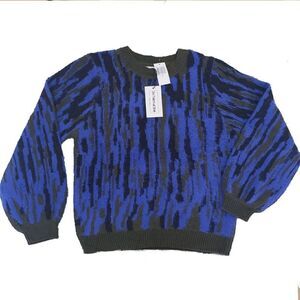 For The Republic Men's CrewNeck Sweater Medium Blue Black 0748